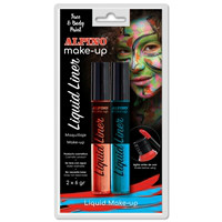 Alpino Face Paint Liquid Liner. Blister blue & red, 6g.