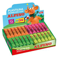 Plastilina Alpino. Expositor 24 unidades de 50 grs.colores surtidos FLUO