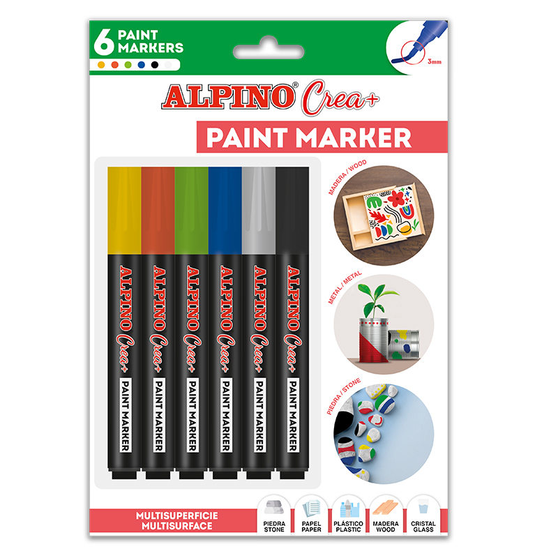 Alpino Crea Paint Marker for decorating. Basic Colors.