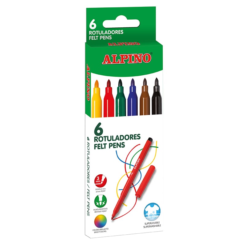 Rotuladores Alpino Standard 12 Colores Pack Promo 12 Cajas Rotuladores + 6  Cajas Lapices Plastialpino 12