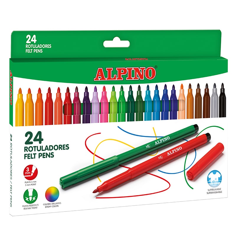 Box 24 colored jumbo felt pens Maxi