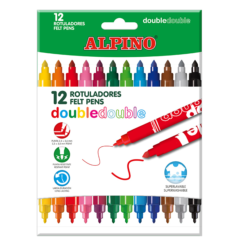 Set 12 rotuladores dobles colores Alpino