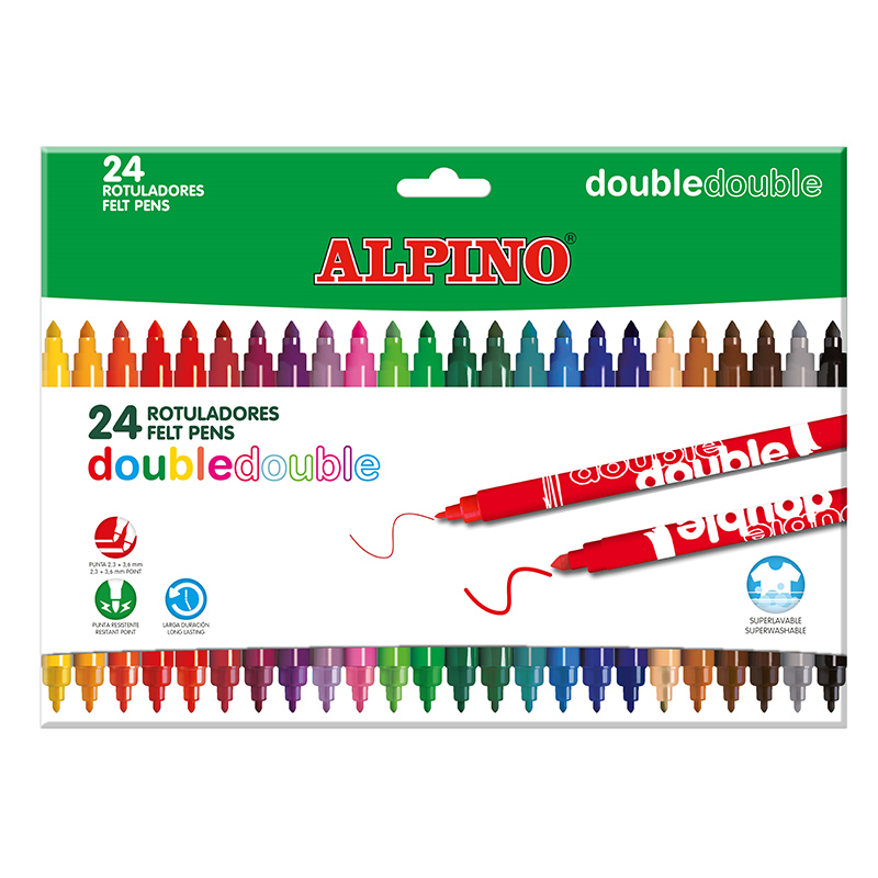 Caja 24 Rotuladores de colores doble punta