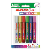 Alpino Crea Pegamento con purpurina. Glitter Glue. Colores básicos.