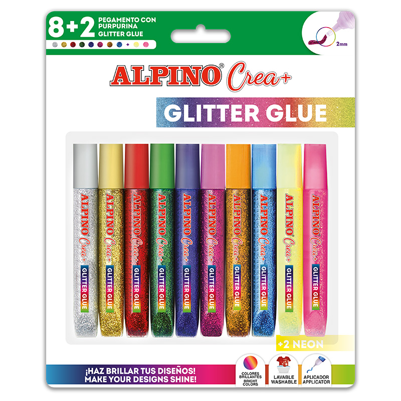 2 pz colla e brillantini glitter glue 10 5 ml vari colori