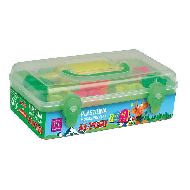 Kit plastilina Alpino 7 colores + 7 herramientas + rodillo