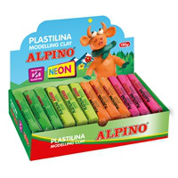 Plastilina Alpino. Expositor 12 unidades de 150 grs.colores surtidos FLUO