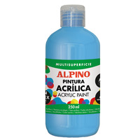 Botella pintura acrílica escolar 250 ml. azul cyan