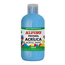 Botella pintura acrílica escolar 250 ml. azul cyan