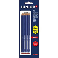 Blister 8 lápices de grafito Junior con cabecilla +  4 GRATIS