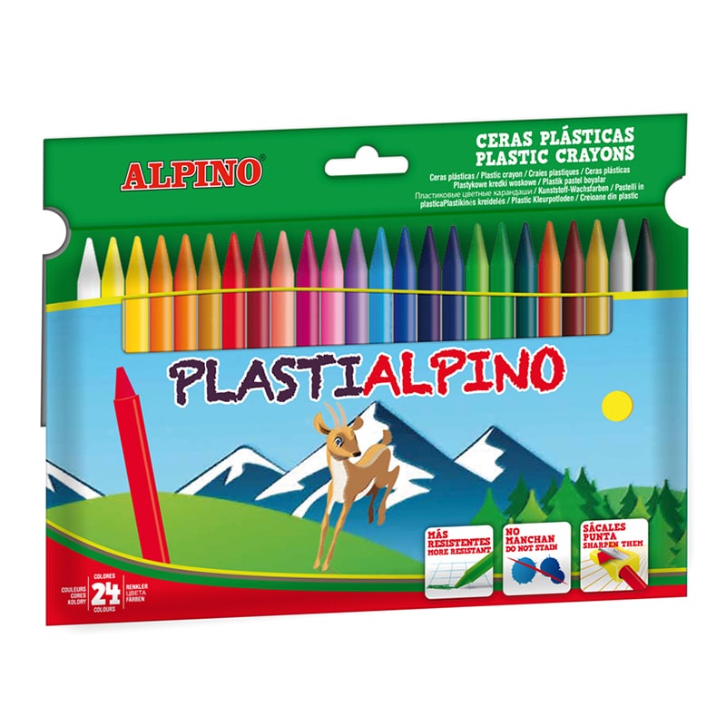 Caja x24 Colores Ceras Plásticas ALPINO Plastidacs 