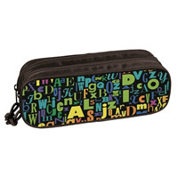 Double Zip pencil case Lettering Black Alpino